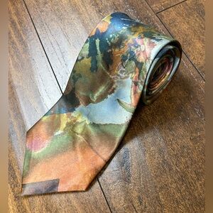 RIVERIA COLLECTION 100% Polyester Tie Men’s Abstract Blue Green Necktie